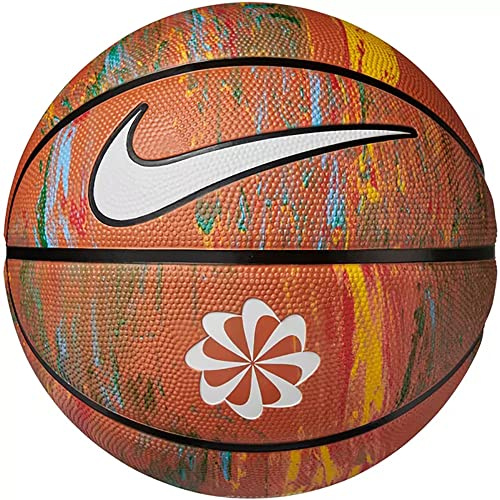 Nike Everyday Playground Basketball 8P Next Nature – Outdoor Basketball Ball – Robuster Street Basketball – Deflated geliefert, Multi/Amber/Black/White, 7
