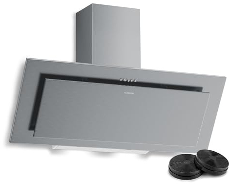 Klarstein Athena Kopffreihaube 90 cm – 254 m³/h, A+++, LED-Beleuchtung, 3 Stufen & Boost, Abzugshaube Küche, Umluft & Abluft, leise, Aluminium- & Aktivkohlefilter, modernes Design, Edelstahl