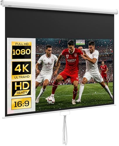 HOMCOM Beamer Leinwand 187 x 150 cm 80 Zoll 16:9 HD 4K Projektionsleinwand Rollo-Leinwand für Heimkino oder Büro-Präsentationen