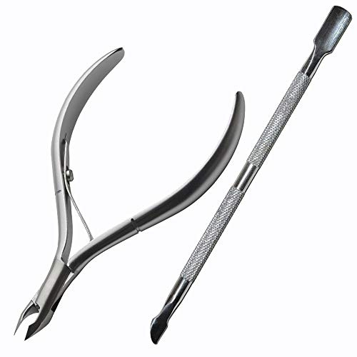 Longivia® Nagelhautentferner Set Nagelhautzange Professioneller Longivia® aus Edelstahl Pusher und Cuticle Nipper Cutter Nagelhaut Nagelhautschneider Neonail Nagelhautschere Nagelhautknipser