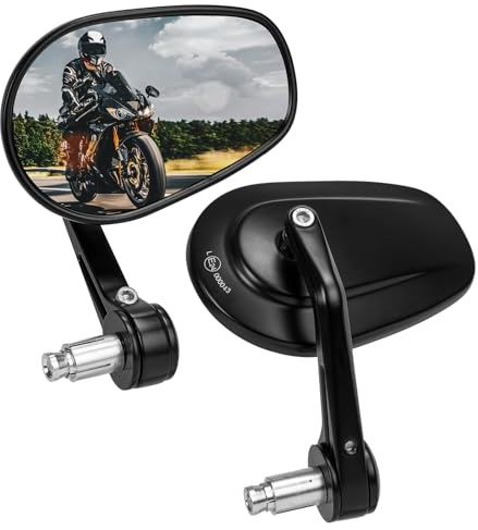KEMIMOTO Lenkerendenspiegel Motorrad E-geprüft, 2 Stücke Universal Motorradspiegel für Lenker,360°drehbarer Lenkerspiegel Motorrad, 7/8 22mm Seitenspiegel Kompatibel mit Roller, ATV