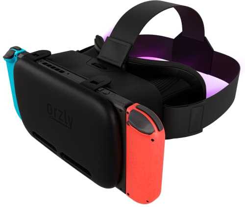 Orzly VR Brille für Nintendo Switch/Switch OLED Konsole Modell fur 3D Virtual Reality Headset Spiele Zubehör Set- Geschenkbox-Edition Schwarz