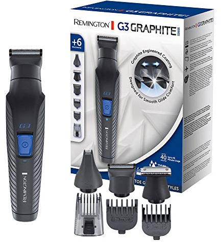 Remington Barttrimmer Graphite Series G3 PG3000 Schwarz mit 6 Aufsätzen und Tasche
