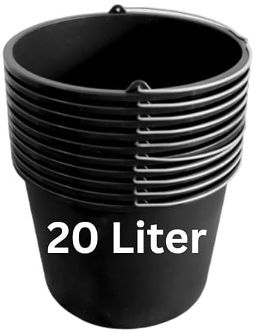 ViD 5 Stück Mörteleimer/Betoneimer 20 Liter | Ø37 x 28 cm | Baueimer/Putzeimer/Eimer für Baustelle, Garten, Renovierung