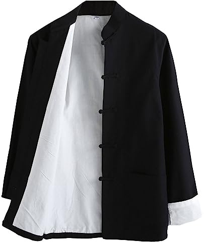 G-LIKE Chinesische Kampfkunst Herren Jacke – Traditionelle Uniform Oberbekleidung für Kampfsport Kung Fu Tai Chi Wushu Männer Frauen Kostüm Tang Stil Langarm Kleidung - Baumwolle (Schwarz, S)