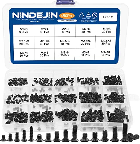 NINDEJIN PC Schrauben M2 M2.5 M3 Laptop Computer Schrauben Set für Universal Laptop Lenovo Gateway Sony PC Computer Elektronik Reparatur Zubehör Packung mit 450 (15 Größen)