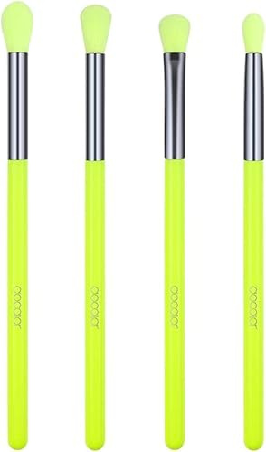 Docolor Lidschattenpinsel Set 4 Pcs, Augen Make up Pinsel mit Premium Synthetik und Holzgriff, grüne Farbmischpinsel