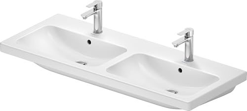 Duravit Möbel-Doppelwaschtisch D-Code 120x48cm, mit Hahnloch, Überlauf, weiß