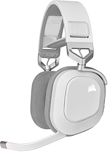 CORSAIR HS80 RGB WIRELESS Multiplattform-Gaming-Headset - Dolby Atmos - Omnidirektionales Mikrofon - iCUE-Kompatibel - PC, Mac, PS5, PS4 - Weiß
