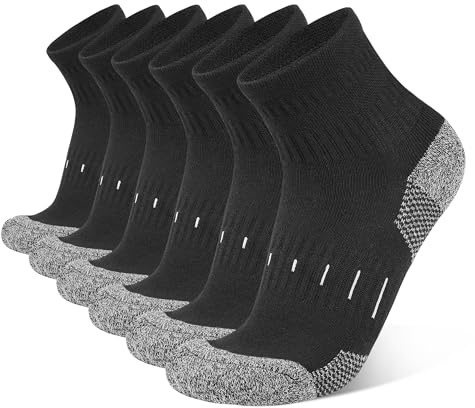 YOJOOM Socken Herren Quarter Sportsocken 43-46 39-42 Baumwolle Laufsocken mit Frotteesohle Halbhoch Socken Atmungsaktive Arbeitssocken