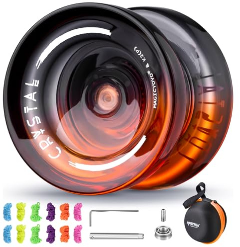 MAGICYOYO Crystal Yoyo K2, Profi JoJo für Kinder und Anfänger, Trick JoJo mit Leerlauf und Kugellager, Magic Jo Jo für Responsive und Unresponsive, mit 12 Schnur, Koffer, Zubehör