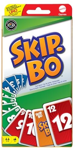 Mattel Games Skip-BO, Kartenspiele für die Famile, Perfekt als Kinderspiel, Reisespiel oder Spiel für Erwachsene, Gesellschaftsspiel, für 2-6 Spieler, ab 7 Jahren, 52370