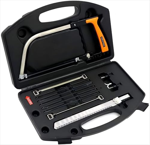 ZIMAIC Handsäge Bügelsäge Set, 15-in-1, Multifunktions, mit 8 HSS Stahl Sägeblätter, Einstellbarer Rahmen, Universal Metallsäge für Outdoor Camping, Küche, Glas, Fliesen, Holz, Metall, Kunststoff