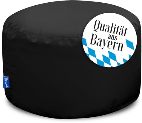 Bruni Pouf Sitzhocker L in Schwarz – runder Sitzpouf, Indoor und Outdoor als Fußhocker, Yoga-Sitzkissen, Meditationskissen geeignet, in Deutschland gefertigt