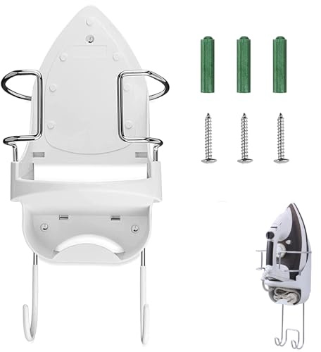 Juwacoo Bügelbrettaufhänger Wandhalterung, Bügelbretthalter Wandmontage Bügelbrett Halter mit Hook Board, Abnehmbaren Bügelbrett Aufhänger Bügelbretthalterung Wand, Halter für Bügelbrett,