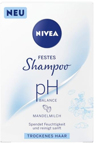 NIVEA festes Shampoo pH Balance für trockenes Haar (75 g), sanft reinigendes Festshampoo mit Mandelmilch, pH-optimiertes Shampoo mit veganer Formel