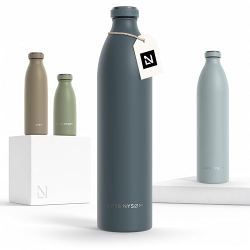 LARS NYSØM Edelstahl Trinkflasche 350ml, 500ml, 750ml, 1L, 1 5 liter | Thermosflasche Kohlensäure geeignet | Auslaufsichere Wasserflasche für Sport, Outdoor
