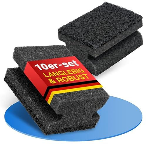 QOSI® Spülschwamm Schwarz | 10 Stück | Küchenschwamm Schwarz & Putzschwamm Set | Schwamm Küche, Topfschwamm & Abwaschschwamm | Robuster Dish Sponge | Kitchen Sponge | Schwämme Küche |
