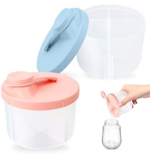 AKONE Milchpulver Portionierer Baby 2 Stück, Milchpulver Aufbewahrungsbox mit 4 Fächern, Snack Aufbewahrungsbehälter, Baby Milchpulverspender Tragbare für Reisen