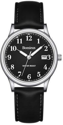 Timever Herren Armbanduhr Quarzuhr Analog mit Lederarmband,3 Zeiger,Datum,3 ATM Wasserdicht,Großen Ziffern,Geschenk für Männer