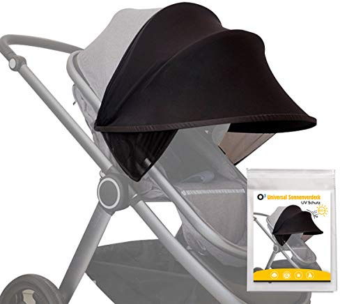 O³ Kinderwagen Sonnenschutz Universal, Sonnenverdeck für Baby Buggy, Sportwagen, Babyschale mit UV-Schutz 40+, Pop up Sonnendach Sonnenblende
