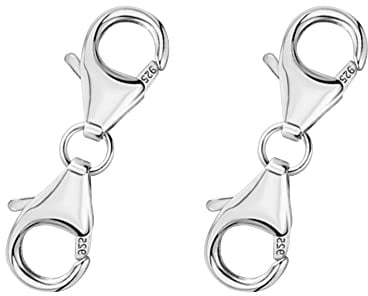 2 Stück Silber Kettenverschluss Doppel Schmuckverschluss Hummerschnalle | Doppel Schmuckverschluss Groß Hummerschere Karabinerverschluss Ketten Halskette Armband Verbinder Schmuckherstellung Zubehör