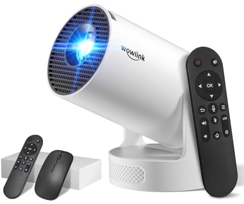 Mini Beamer 4K Unterstützt 2026 Neueste Eingebaute Apps 1080P FHD WiFi 6 BT 5.4 Auto Screen Keystone Korrektur Smart Projektor Tragbar Leichtes Gewicht, Niedriger Rausch, Ultrakurzfokus, Beige