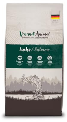 Venandi Animal – Premium Katzenfutter – Lachs, mit viel frischem Fisch, Trockenfutter, getreidefrei 1er Pack (1 x 1,5kg)