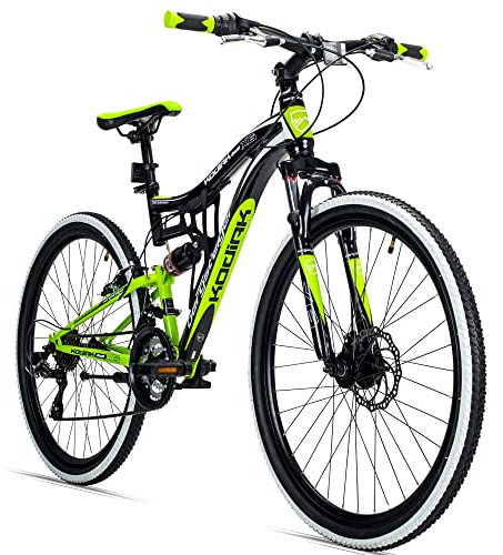 Bergsteiger Kodiak 26 Zoll, 29 Zoll Mountainbike, Scheibenbremse, 21 Gang-Schaltung, Vollfederung, Fully MTB für Jungen, Mädchen, Damen & Herren