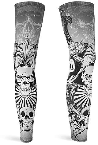 DETUCK Leg Warmers Radsport Beinlinge, Beinärmel UV-Schutz UPF50+, Eis Seide, Kühlung, Beinwärmer für Herren Damen (ein Paar) (L, Graues Rüstungsskelett)