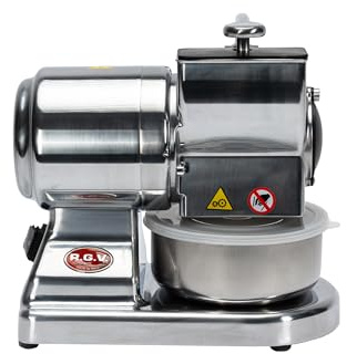 RGV Elektrische Reibe Maxi Essential Made in Italy Professionelle Edelstahlwalze abnehmbar und spülmaschinenfest, Silber, 450 Watt