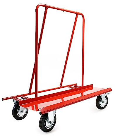 Wiltec Plattenkarren bis 800 kg mit 4 Vollgummi Rädern, Plattenwagen zum Transport von Trockenbauwänden, Holz- und Gipskartonplatten, Fenstern u.v.m.
