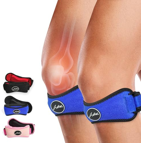 Von Ärzten Entworfen Patellasehnenbandage, stützende Kniebandage Sport, Tennis, Volleyball, Wandern, Joggen Zubehör, Kniestütze für Meniskus, Patellasehnenentzündung, Läuferknie, Blau, 2-er Pack