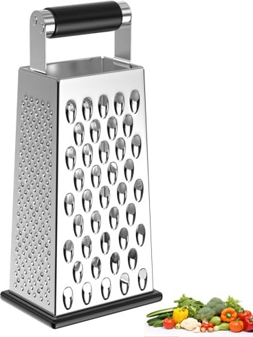 WinGluge 4-Seitige Gemüsehobel Edelstahl, Küchenreibe, Gemüsereibe, Reibe für Gemüse, Vierkantreibe zum Mittleres, Feines und Mikrofeines Reiben, Kartoffelreibe, Grater Kitchen für Obst, Gemüse, Käse