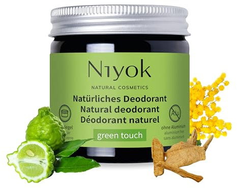 Niyok 2-in-1 anti-transpirante Deocreme "Green Touch" (40ml) • Natürliches Deo ohne Aluminium • 24h Schutz vor Geruch & Schweiß • Deodorant Creme Unisex • Feste Deo Creme vegan
