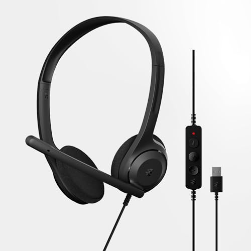 EPOS C1 Professionelles Business-Headset mit USB-A-Schnittstelle, Überlegenes Rauschunterdrückendes Mikrofon, Chrome-Zertifizierung - Bequeme Passform, Langlebigkeit, Connect Integration, Gott, Black