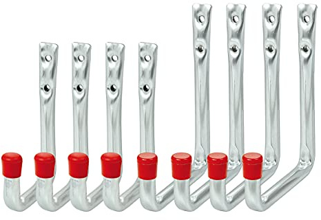 VORMANN Wandhaken Gerätehaken Garagenhaken Lasthaken Haken | Traglast 35 bzw.25 kg | witterungsbeständig | U-Form, 8-teiliges Set, 2 Größen (125x86x53x60 u.148x114x56x86)