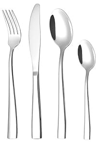 Otto Koning Leipzig, Besteck Set 6 Personen, Essbesteck Set 24 teilig, Besteck Edelstahl, Hochglanzpoliert, Dicke 3 mm. Modernem und Schlichtem Design.
