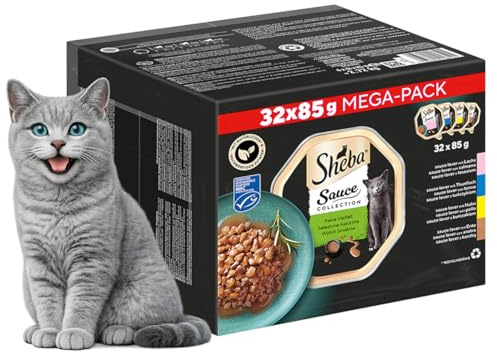 SHEBA Schale Nassfutter Multipack Mega-Pack Sauce Collection Feine Vielfalt MSC-Zertifiziert 32 x 85g