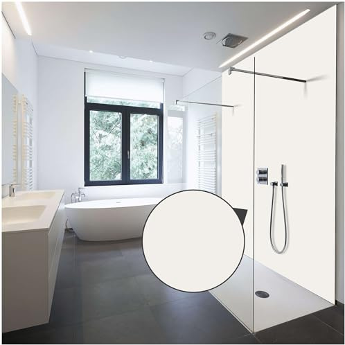WALLando Premium Duschrückwand 200 x 100 cm – Einfach zu montierende Wandverkleidung für Dusche & Bad – Hochwertige PVC-Duschwand, einfarbig & seidenmatt – Weiß