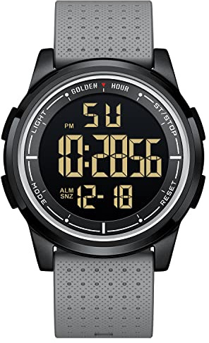 GOLDEN HOUR Ultradünne Minimalistische Sportuhr wasserdichte Digitaluhren Herren mit Weitwinkel-Helles Display Gummiband Armbanduhr für Herren Damen