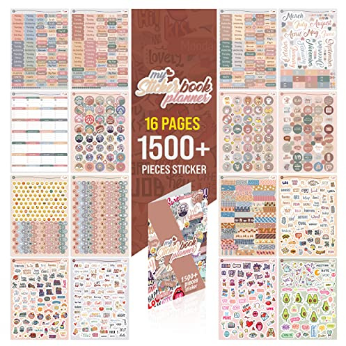colortouch Planer Stickers - 1500+ Stück Aufkleber Set für Monatsplaner - Scrapbook Stickers Zubehör für Kalender, Planner, Organizer, Agenda, Journal, Notizbuch - Stickeralbum, Dekorieren, Saisonal