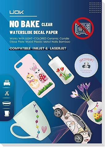 Wasserschiebefolie für Tintenstrahldrucker & Laserdrucker, Transparent Wasserschiebefolie Kerzen Wassertransferdruck Folie, 15 X A4 DIY Druckbar Kerzentattoos Transferpapier für Helle Farbe Tassen
