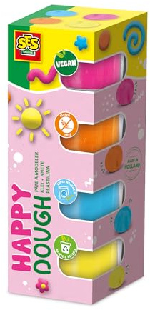 SES Creative 00512 Feel Good Knete-Happy (4x90gr), Mehrfarbig, S