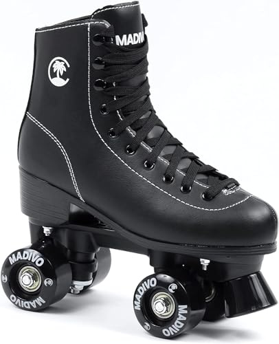 MADIVO Classic Damen Klassische Retro Rollschuhe | ABEC-7 Kugellager | Mädchen Roller Skates Inliner Inlineskates | Schwarz | Gr. 35, 36, 37, 38, 39, 40, 47