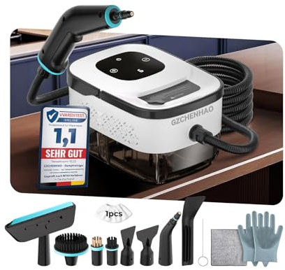 14-IN-1 Dampfreiniger Handgerät【99,99% Keimreduktion-Führende Deutsche SPJ Technik】【9-Sekunden Turbo-Dampf-Intelligent Turbo Steam System】Dampfreiniger für Alles,Steam Cleaner für Boden, Küche(1.6L)