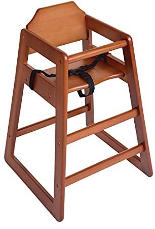 Bolero Robuster, sicherer Hochstuhl aus Holz für Babys und Kleinkinder | Dunkles Holzfinish | Sitzhöhe: 500 mm | Geeignet für Kinder bis 36 Monate | Inklusive 3-Punkt-Hüftgurt | DL901