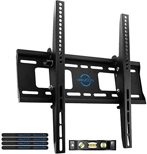 deleyCON Universal TV Wandhalterung 32-65 Zoll (81-165cm) Schwarz, Neigbar bis -10°/+5°, bis 75Kg, VESA 400x400mm, Wandabstand 56mm