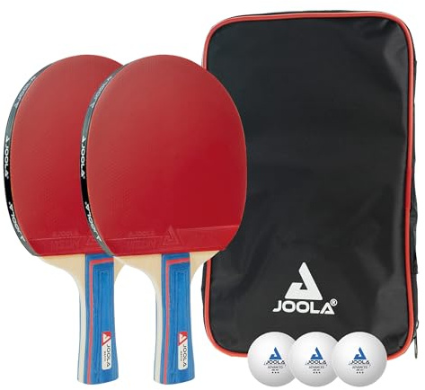 JOOLA 54820 Tischtennis-Set Duo Bestehend aus 2 Tischtennisschläger+3Tischtennisbälle+1Aufbewahrungstasche,mehrfarbig,onesize