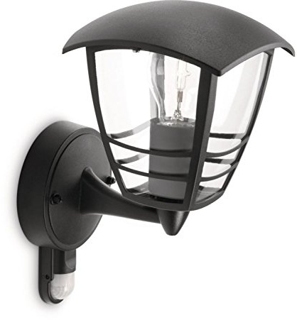 Philips Creek Outdoor Wandleuchte (60 W), wetterfeste Außenleuchte mit Bewegungsmelder, E27 Leuchte ohne Leuchtmittel, schwarz